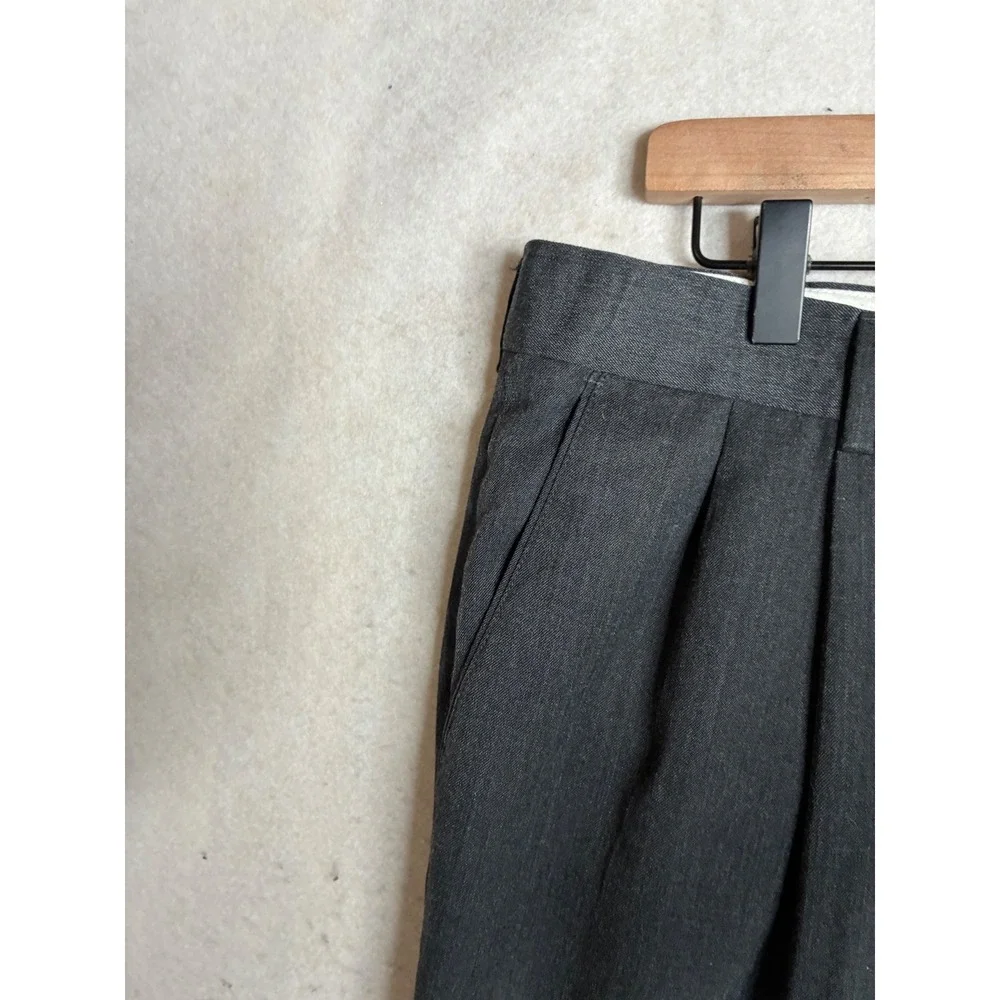 Joseph & Feiss Mens 40x30 Pleated Dress Pants Gray Wool Blend Cuffed Trousers